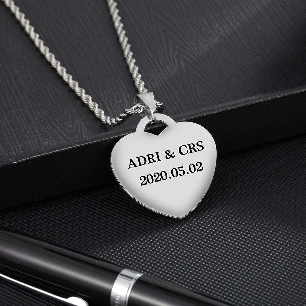 Customized 1 Photo 2 Names 1 Date Necklace for Couples-Florence Scovel