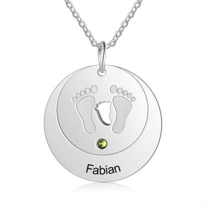 Personalized 1 Name 1 Stone Cute Baby Feet Necklace-Florence Scovel