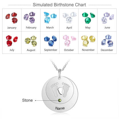 Personalized 1 Name 1 Stone Cute Baby Feet Necklace-Florence Scovel