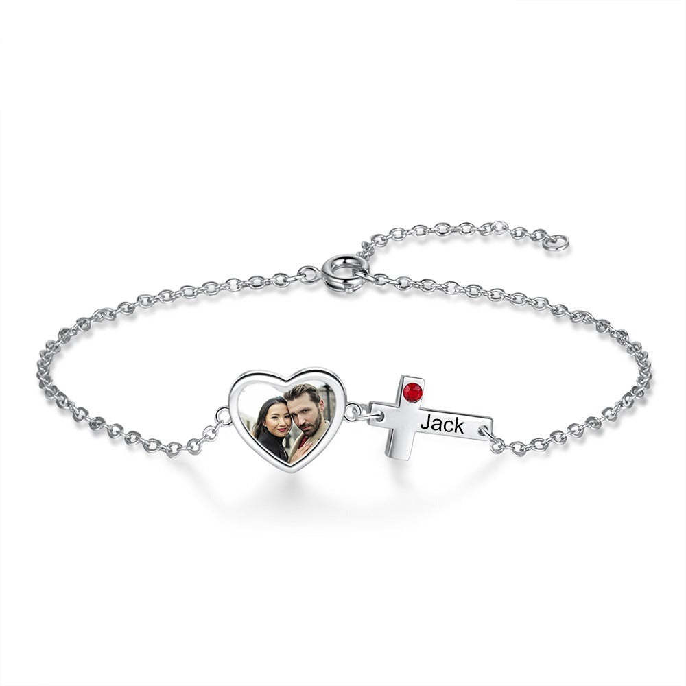 Personalized Engrave Name & Photo Cross Bracelet-Florence Scovel