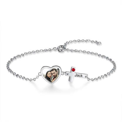 Personalized Engrave Name & Photo Cross Bracelet-Florence Scovel