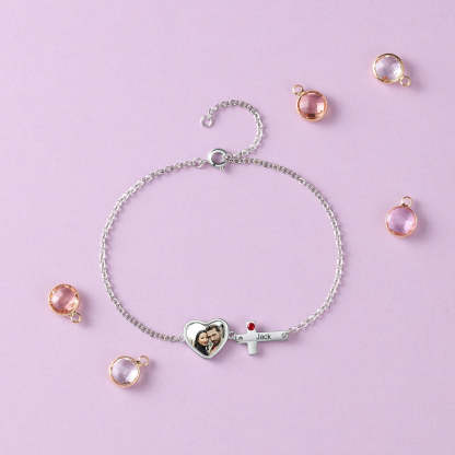 Personalized Engrave Name & Photo Cross Bracelet-Florence Scovel