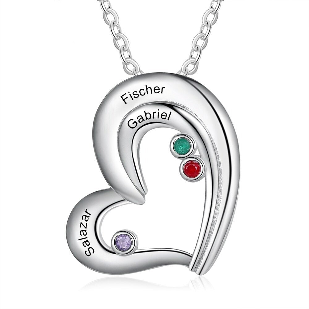 Personalized Heart-Shaped 3 Names Necklaces-Florence Scovel