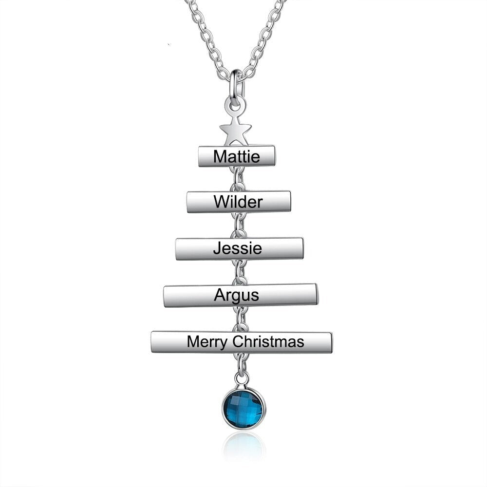 Personalized Engraved Christmas Tree Necklace-Florence Scovel