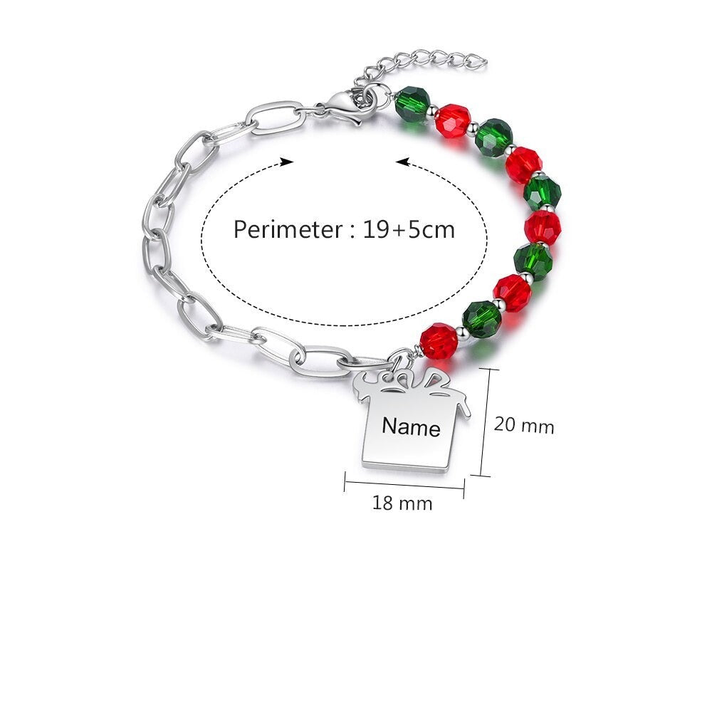 Personalized Engraved Name Gift Box Shaped Charm Bracelet-Florence Scovel