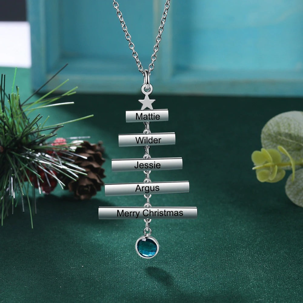 Personalized Engraved Christmas Tree Necklace-Florence Scovel