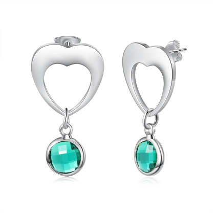Personalized 1 Stone Heart-Drop Earrings-Florence Scovel