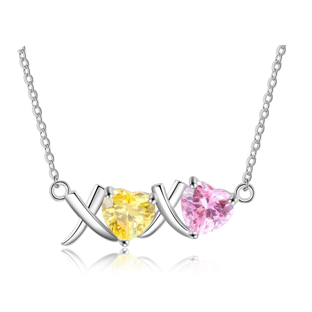 Personalized Inlaid Heart 2 Stones Pendant-Florence Scovel