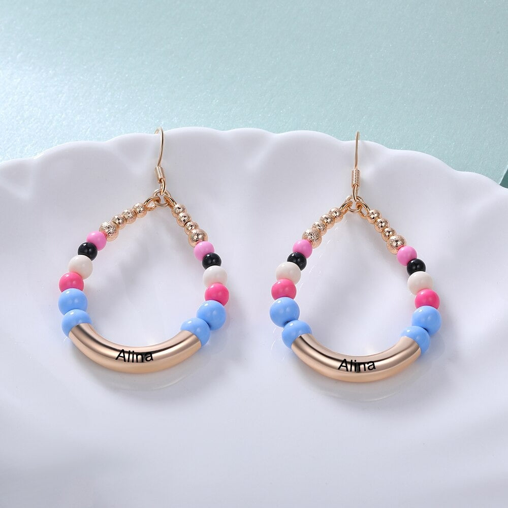 Personalized 1 Name Engraved Bohemian Earrings-Florence Scovel