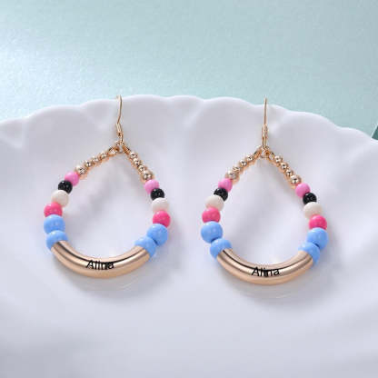 Personalized 1 Name Engraved Bohemian Earrings-Florence Scovel