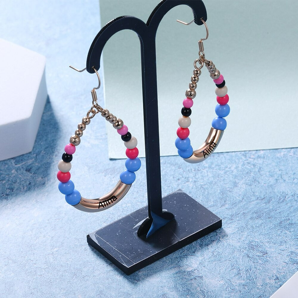 Personalized 1 Name Engraved Bohemian Earrings-Florence Scovel