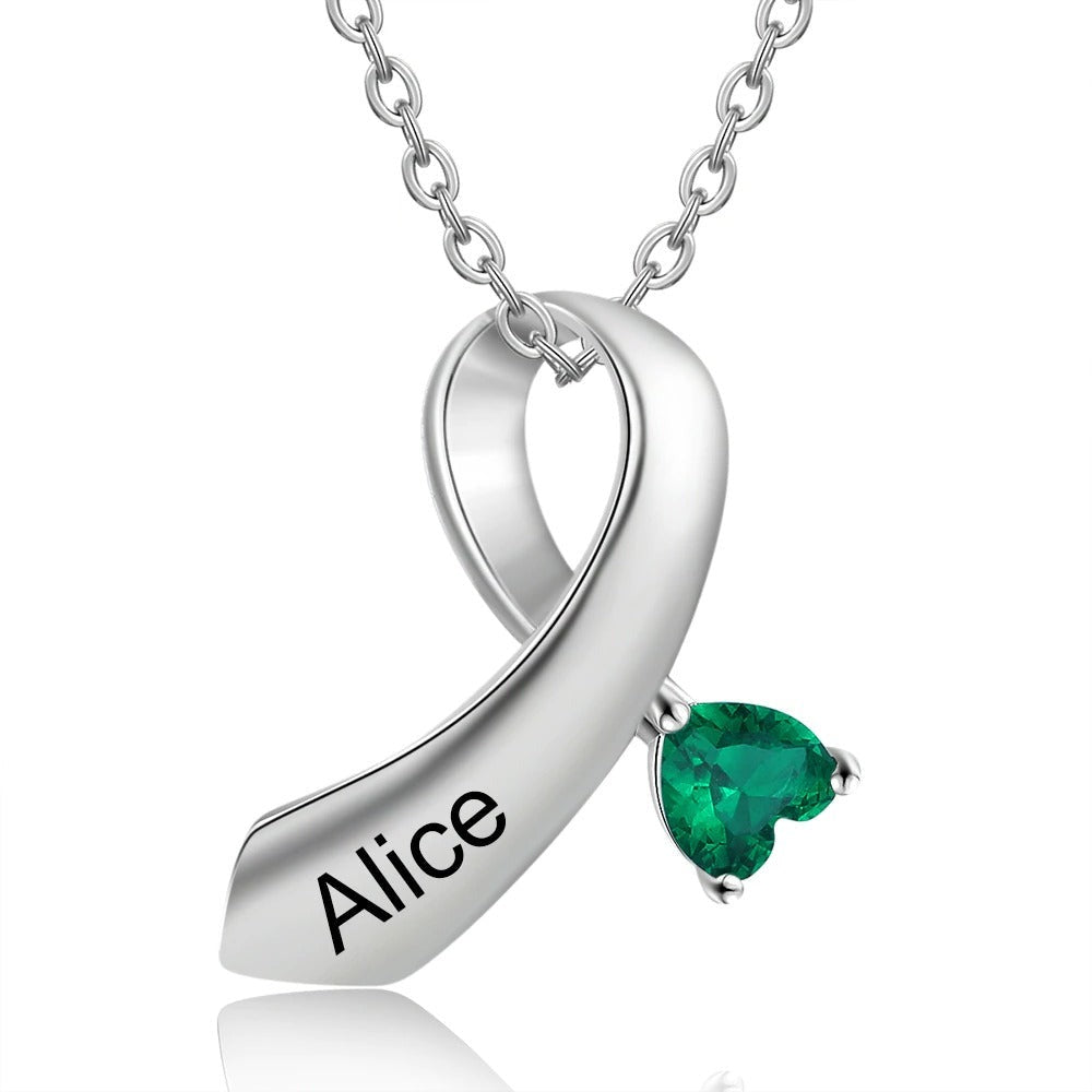 Personalized 1 Name 1 Stone Ribbon Shape Pendant-Florence Scovel