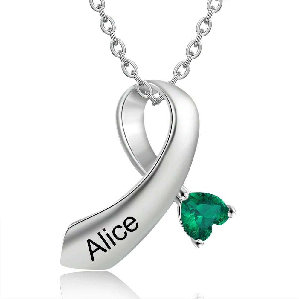 Personalized 1 Name 1 Stone Ribbon Shape Pendant-Florence Scovel
