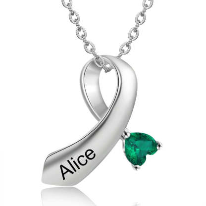 Personalized 1 Name 1 Stone Ribbon Shape Pendant-Florence Scovel