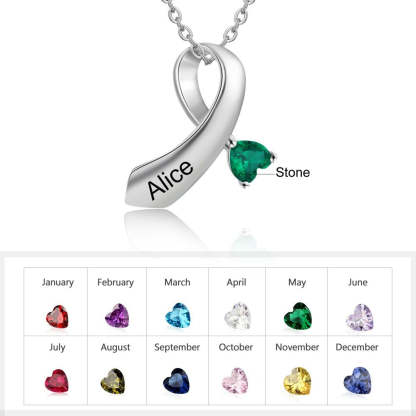 Personalized 1 Name 1 Stone Ribbon Shape Pendant-Florence Scovel