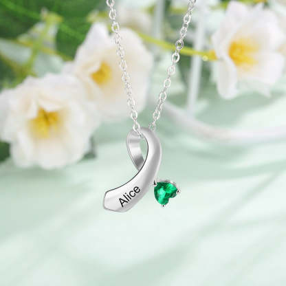 Personalized 1 Name 1 Stone Ribbon Shape Pendant-Florence Scovel