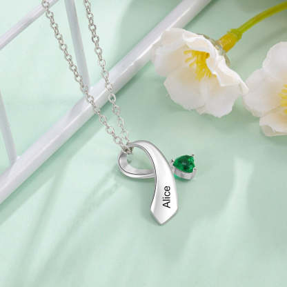 Personalized 1 Name 1 Stone Ribbon Shape Pendant-Florence Scovel