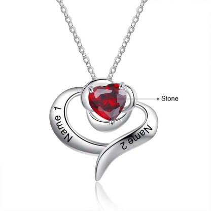 Engraved Rose Flower 2 Names 1 Stone Pendant-Florence Scovel