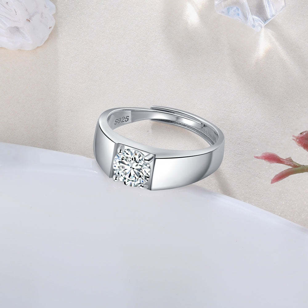 Elegant Sterling Silver Wide Wedding Ring-Florence Scovel