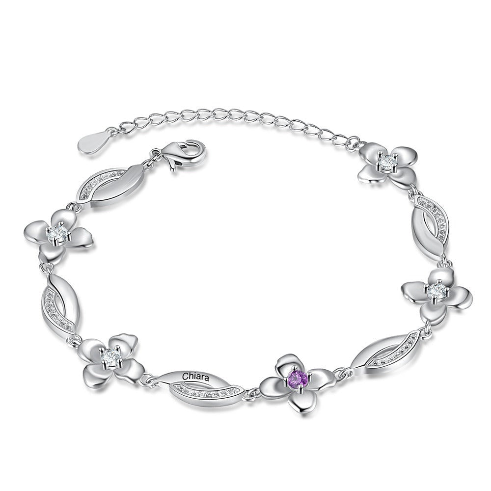 Customized Flower Bracelet With 1 Birthstone For Women-Florence Scovel
