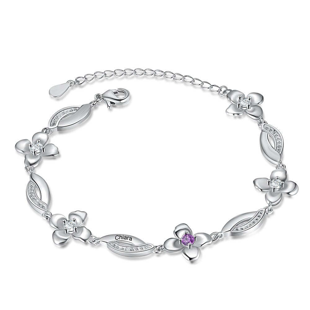 Customized Flower Bracelet With 1 Birthstone For Women-Florence Scovel