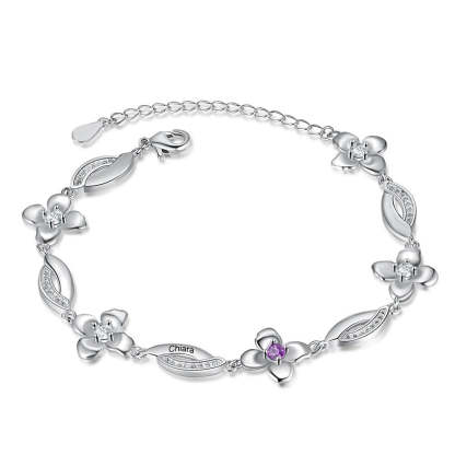 Customized Flower Bracelet With 1 Birthstone For Women-Florence Scovel