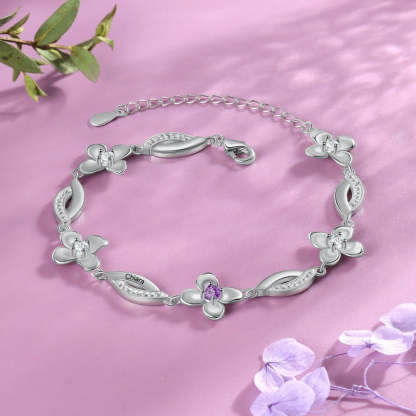 Customized Flower Bracelet With 1 Birthstone For Women-Florence Scovel