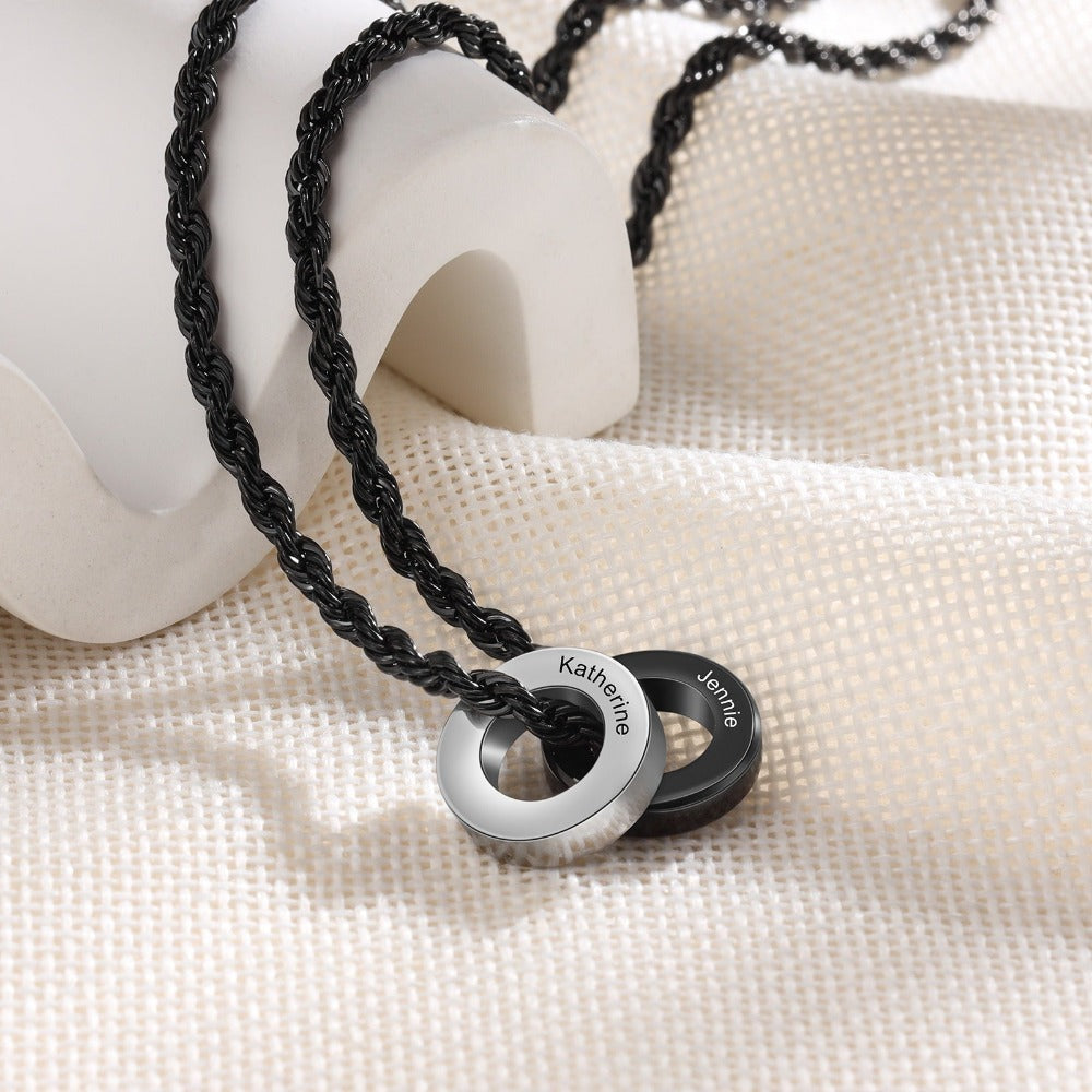 Personalized 2 Names Engraved Mixed Color Necklace For Men-Florence Scovel