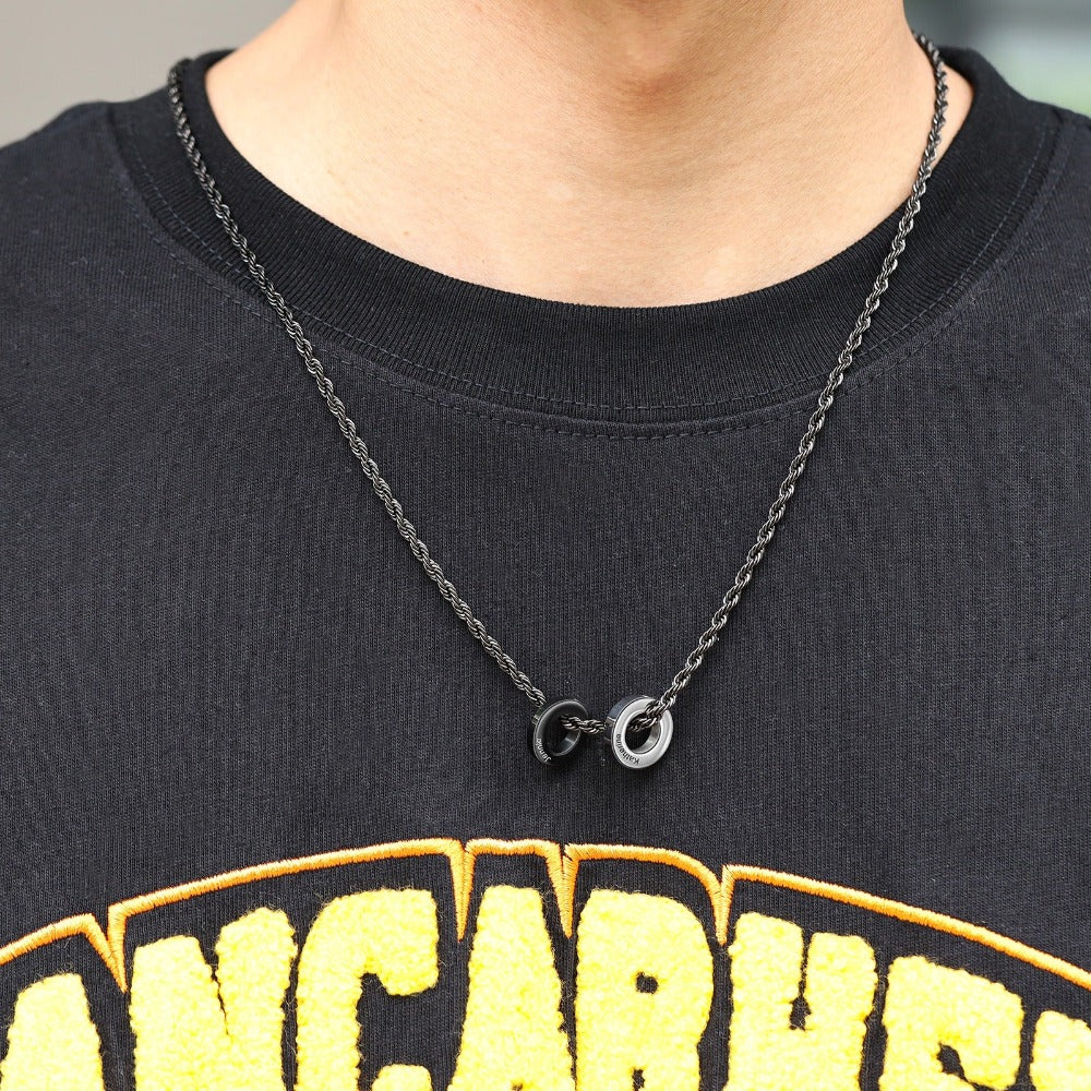 Personalized 2 Names Engraved Mixed Color Necklace For Men-Florence Scovel