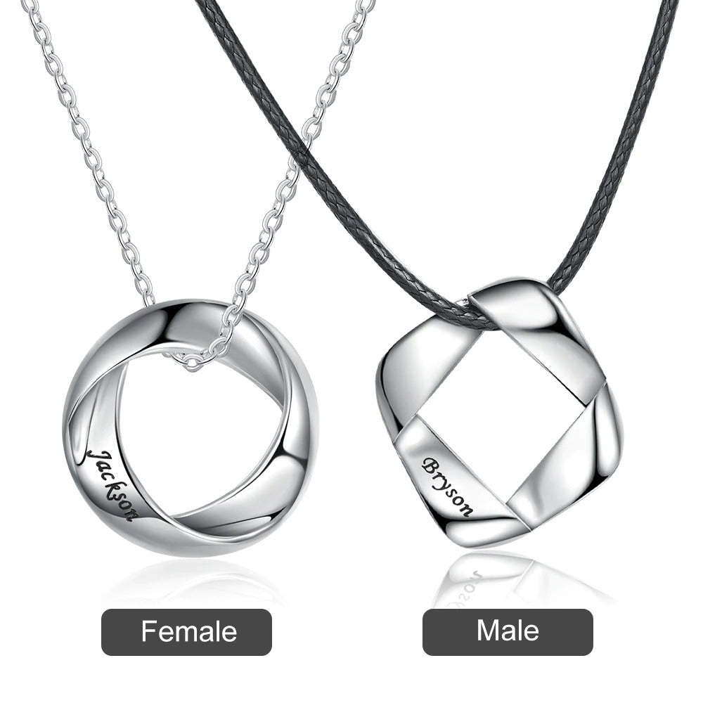 Customized Engraved 2 Names Square & Circle Necklace-Florence Scovel
