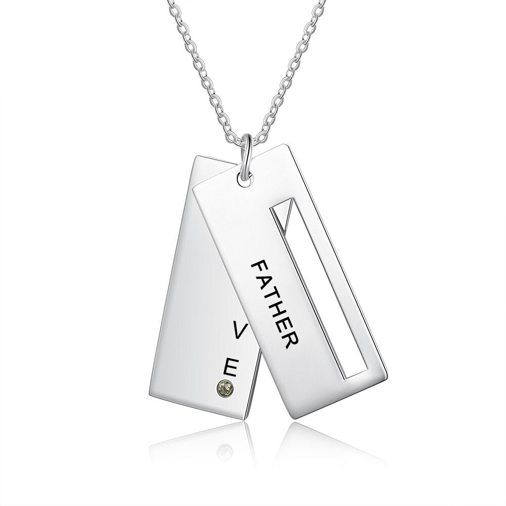 Personalized Engraved Name Pendant 1 Stone-Florence Scovel