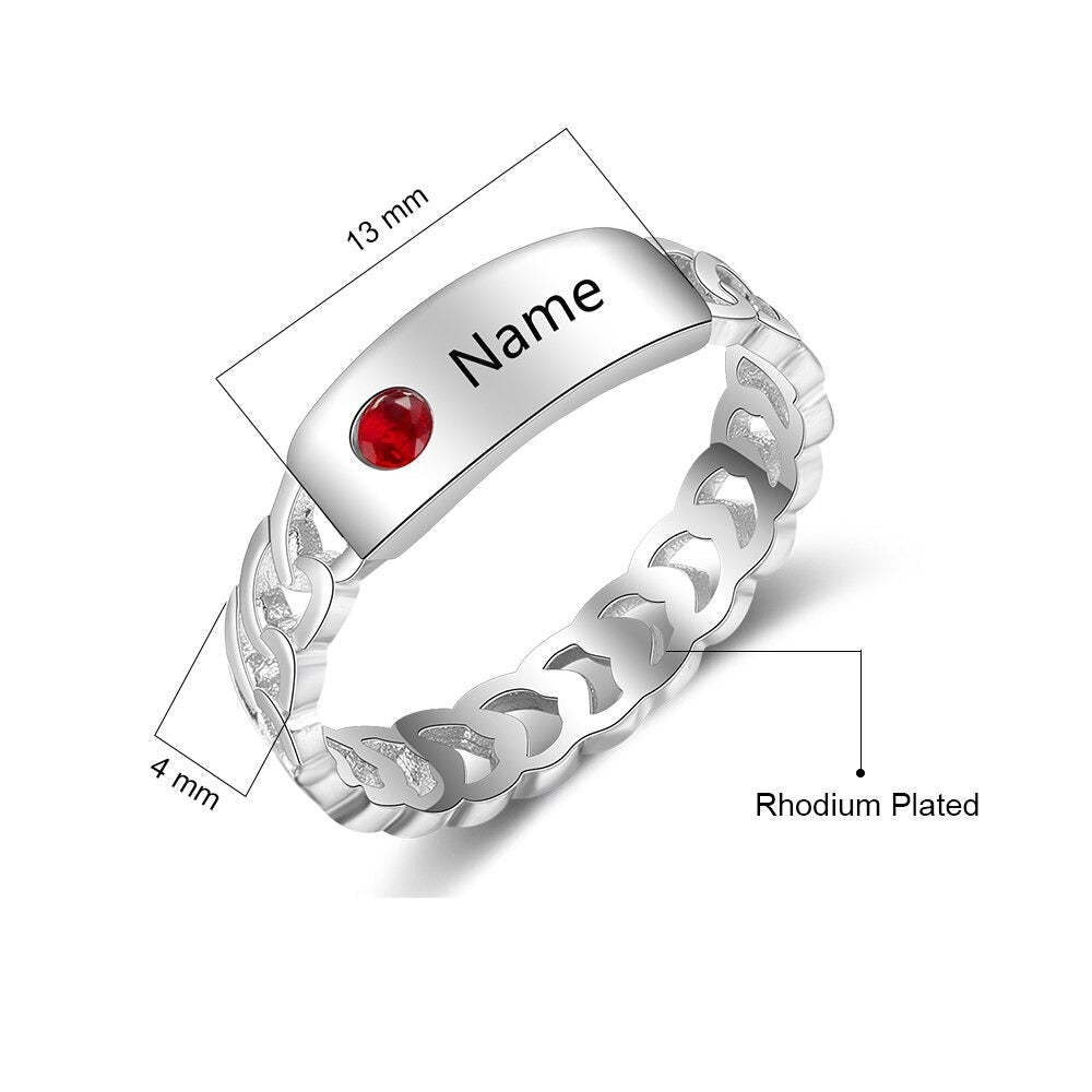 Personalized Silver Color Engraving Name Ring For Women-Florence Scovel