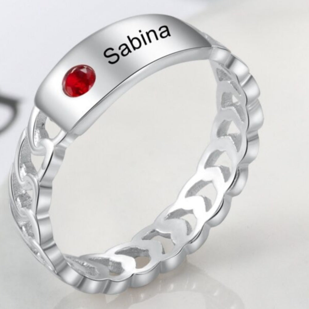 Personalized Silver Color Engraving Name Ring For Women-Florence Scovel