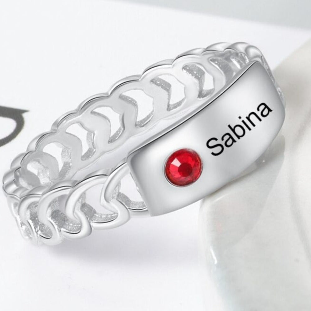 Personalized Silver Color Engraving Name Ring For Women-Florence Scovel