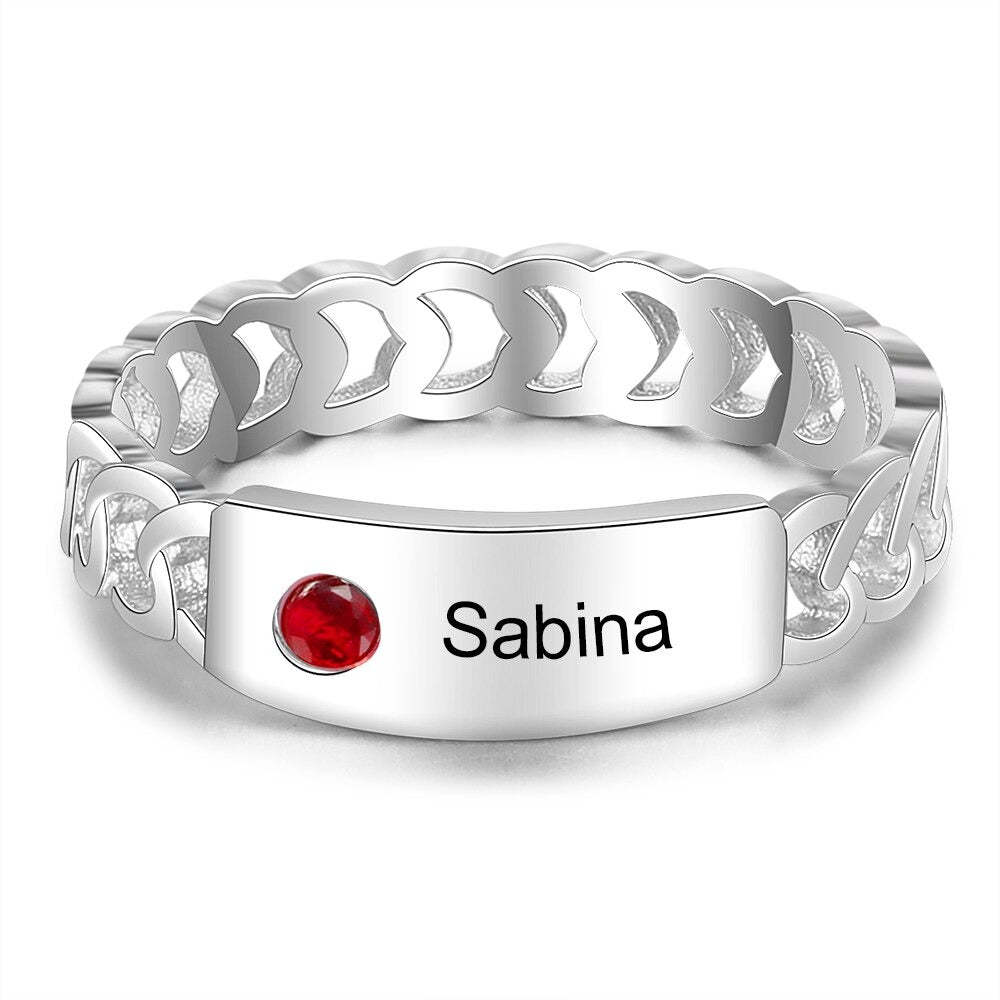 Personalized Silver Color Engraving Name Ring For Women-Florence Scovel