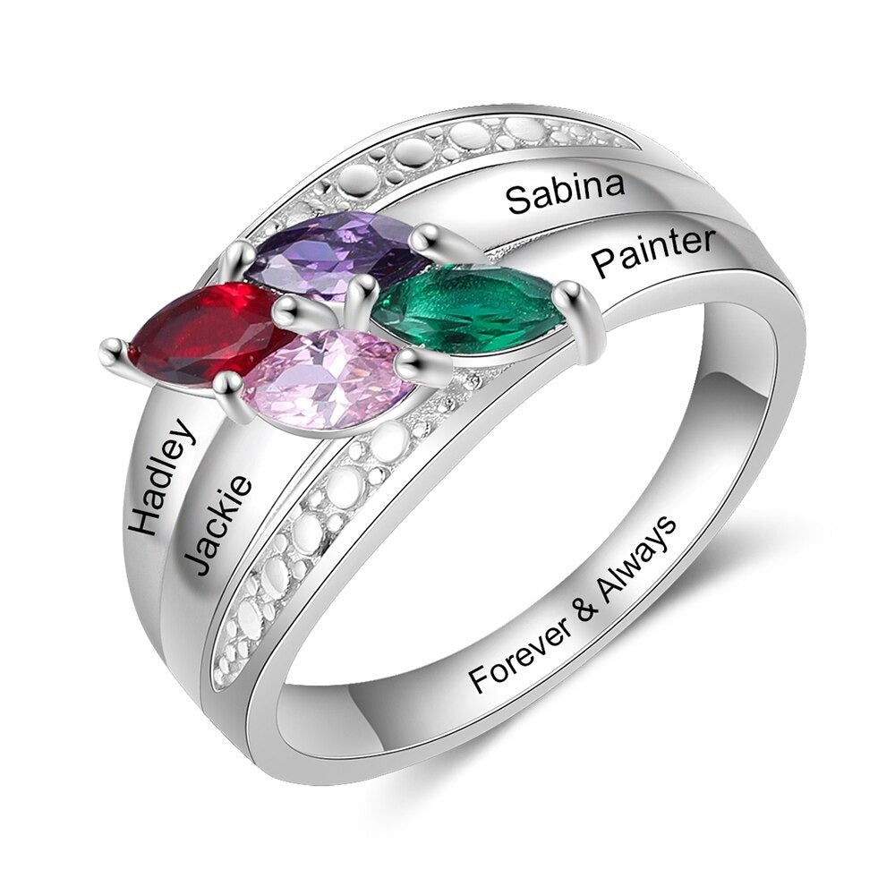 Personalized 4 Names Wide Rings For Women-Florence Scovel