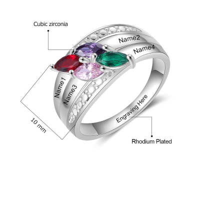 Personalized 4 Names Wide Rings For Women-Florence Scovel