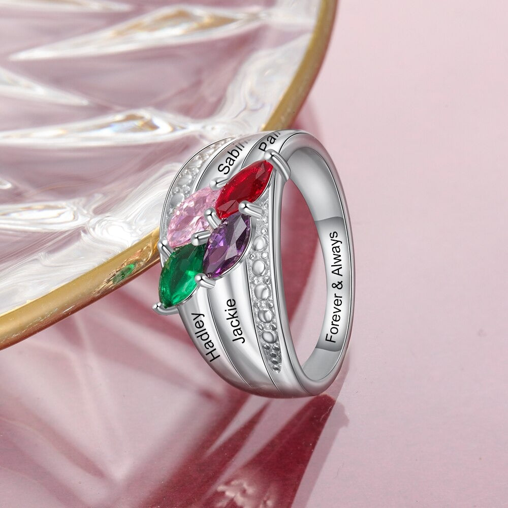 Personalized 4 Names Wide Rings For Women-Florence Scovel