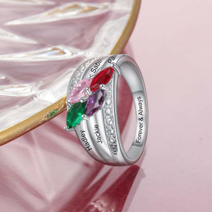 Personalized 4 Names Wide Rings For Women-Florence Scovel