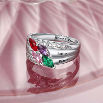 Personalized 4 Names Wide Rings For Women-Florence Scovel