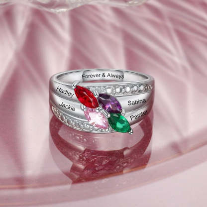 Personalized 4 Names Wide Rings For Women-Florence Scovel