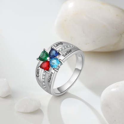 Sterling Silver with 4 Birthstones Custom Ring-Florence Scovel