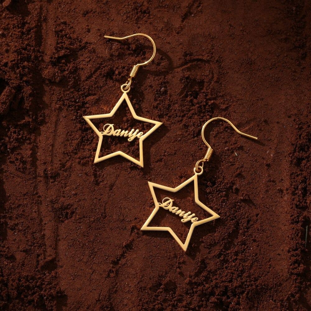 Personalized Custom 1 Name Dangle Earrings-Florence Scovel