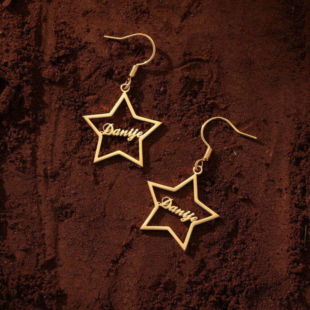 Personalized Custom 1 Name Dangle Earrings-Florence Scovel