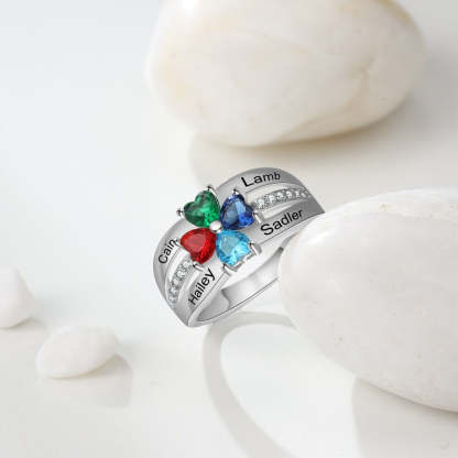 Sterling Silver with 4 Birthstones Custom Ring-Florence Scovel
