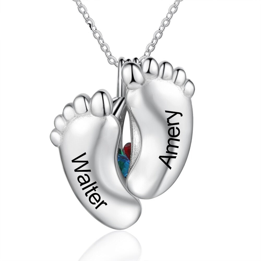Personalized Baby Feet Engraved Pendant-Florence Scovel