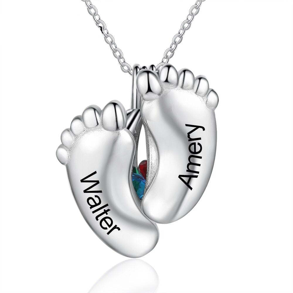 Personalized Baby Feet Engraved Pendant-Florence Scovel