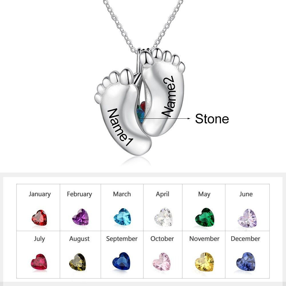 Personalized Baby Feet Engraved Pendant-Florence Scovel