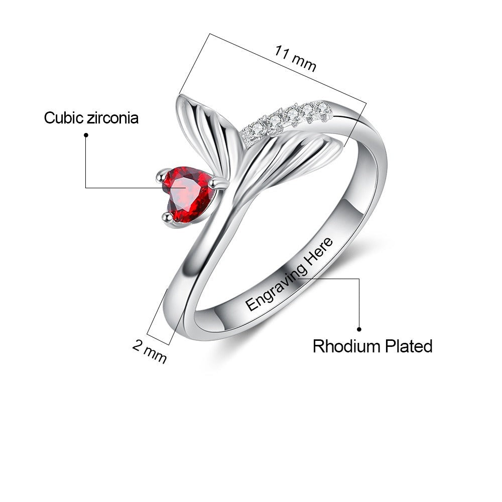 Personalized Birthstone Fish Tail Rings For Women-Florence Scovel