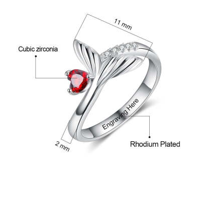 Personalized Birthstone Fish Tail Rings For Women-Florence Scovel